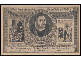 400 Jahrfeier der Reformation, &nbsp;Wertstempel 7 1/2 Pf. und 2 1/2 Pf., Bilder Luthermedaillon, Anschlag der 95 Thesen und 