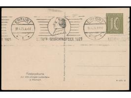 Privatganzsache 10 Pf. Ziffer,  Festpostkarte zur 400jährigen Lutherfeier in Eisenach,  Frech D 1 / 01, Blanko-Maschinen-Werb