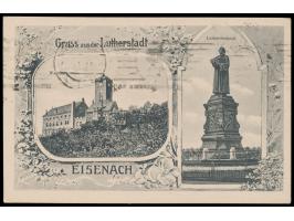 Privatganzsache 10 Pf. Ziffer,  Festpostkarte zur 400jährigen Lutherfeier in Eisenach,  Frech D 1 / 01, Blanko-Maschinen-Werb