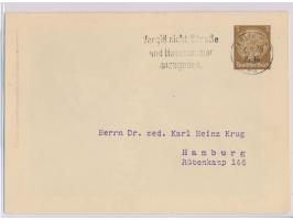 Klappkarte 3 Pf. / 3 Pf. Hindenburg, &nbsp;Dr. Rudolf Reiss Rheumasan- u. Lenicet-Fabrik, &nbsp;Frech B1 / 014, Maschinenstem