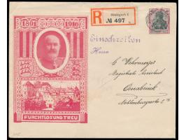 Privatganzsachenumschlag mit Wertstempel 40 Pf. Germania,  Württembergisches Thronjubiläum,  als Einschreiben nach Osnabrück,