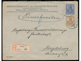 Privatganzsachenumschlag mit Wertstempel  20 Pf. blau und 15 Pf. braun,  Aktiengesellschaft für Chemische Produkte, vormals  