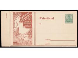 Patentbrief,  Wertstempel 5 Pfg. Germania, Anzeigen Kartenbrief Serie XII Bremen, ungebraucht, vorderseitig Bild Stallmann  H