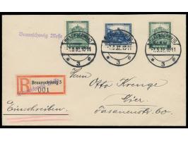 Orts-Einschreibbrief mit Nothilfe-Frankatur, Stempel  Braunschweig 3  7.3.32 und violetter L1  Braunschweig Messe,  gleicher 
