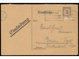 3 Pf. Rosette vom Unterrand mit mehrere Millimeter  nach unten versetztem Kammschlag,  dadurch übergroße Marke, Drucksachenka