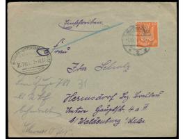 Einzelfrankatur 50 Pf. Holztaube auf Einschreibbrief mit Stempel Weißenfels 2 1.10.24 nach Hermsdorf, Bezirk Breslau, handsch