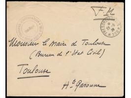 Französische Besetzung des Brückenkopfes Kehl:  Stempel Tresor et Postes 250 23.5.26 und Briefstempel  Troupes D´Occupation /