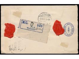 Indien-Universal-Absenderfreistempel  3 A. mit Maschinennummer 8. aus Madras 17.3.27 auf Einschreibbrief nach Deutschland, in