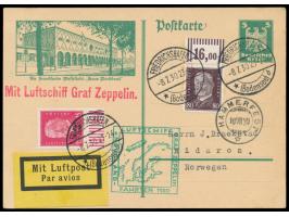 80 Pfg. Hindenburg mit seltenem  Walzenoberrand 2,9,2  mit weiterer 15 Pfg. Hindenburg Unterrand auf Bild-GA 5 Pf. mit Bild "