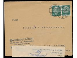 2x 6 Pfg. Hindenburg auf Firmenbrief an den Teppich- und Möbelhandel Arnold &amp; Troitzsch in Halle, Stempel Mittweida 14.5.