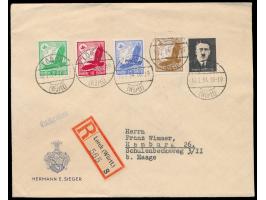 Einschreibbrief 2. Gewicht mit Flugpostmarken-Frankatur 55 Pf. und  Hitler-Vignette "Unsere Hoffnung" , Stempel  Lorch (Württ