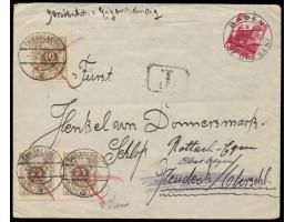 12 Pf. Reichsparteitag auf Brief mit Stempel  Baden (Bz. Bremen)  3.12.34 nach Neudeck / Oberschlesien (Polen), unterfrankier
