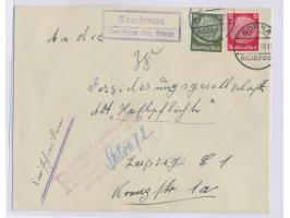Einschreibbrief mit Stempel &nbsp;Borna (Bz. Leipzig) &nbsp;19.7.35 und PSt II-Stempel Trachenau über Borna (Bez. Leipzig) na