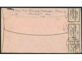 4 x 50 Pf. und 3 x 75 Pf. Zeppelin auf Luftpostbrief 15 gr mit Stempel Stuttgart 1 15.5.36 nach USA, rückseitig Devisenkontro