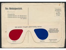 Olympiade 1936, 3 Plastoreoskop - Karten  Serie I, Olympiator, Stadion mit Glockenturm, Stadion vom Glockenturm aus, mit Bril