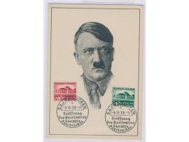 Eröffnung des Gautheaters Saarpfalz 6 und 12 Pf. bildseitig auf Propagandakarte Hitler, mit &nbsp;Ersttag-Sonderstempel &nbsp