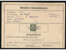 Arbeiter-Urlaubskarte für den Zeitraum 1. Oktober 1937 bis 14. Januar 1938, rückseitig 42 Arbeiter-Urlaubsmarken (mehrfach se