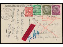 5, 15 und 30 Pf. Hindenburg auf Auslands-Express-Karte mit Stempel  Villingen (Schwarzw)  6.12.39 nach Zürich, unterfrankiert