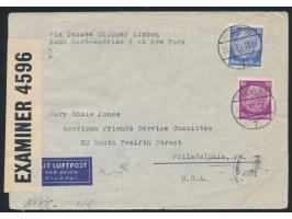 Luftpostbrief nach USA, Frankatur 65 Pf., Stempel Berlin NW 7 25.2.41, rückseitig Absendereindruck  "The Society of Friends -