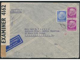 Luftpostbrief 2. Gewicht (bis 10 g) nach USA, Frankatur 105 Pf., Stempel Wien 25.7.41, Absenderstempel  Gesellschaft der Freu