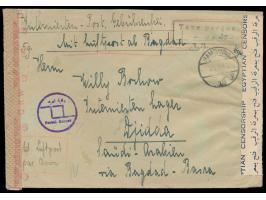 Stempel  Hamburg 18  21.9.42 und Stempel  Taxe percue , handschriftlich 25 Pf., auf  Luftpostbrief  mit  Luftpost ab Bagdad, 