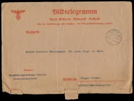 Bildtelegramm &nbsp;(19 x 10 cm) aus Stuttgart vom 30.7.1943 an einen Soldaten auf dem Luftwaffenübungsplatz Zingst, aufgenom