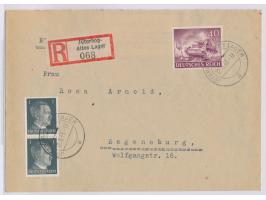 Einschreibbrief  mit Stempel  Jüterbog - Altes Lager  12.8.43, entsprechender R-Zettel, Mischfrankatur 42 Pf., nach Regensbur