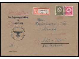 Einschreibbrief &nbsp;mit Dienstmarken-Frankatur 42 Pf. von Augsburg nach Neu-Ulm, entwertet mit violettem L2 &nbsp;Sonderann