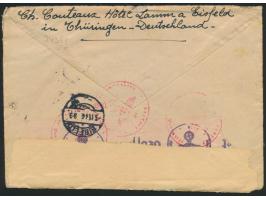 12 Pf. und 30 Pf. Hitler auf &nbsp;Einschreibbrief &nbsp;mit Stempel Eisfeld 31.8.44 &nbsp;im Europatarif nach Frankreich, &n