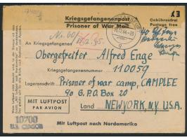 Kriegsgefangenen-Vordruckfaltbrief mit  Luftpost  nach USA - Camp Lee, handschriftlich  "40 Rpf. Taxe percue",  Stempel  Stas