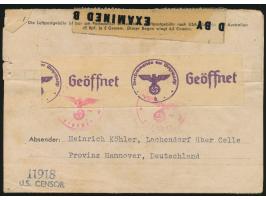 Einzelfrankatur  40 Pf. Hitler  (Seitenrand links) als  Luftpostzuschlag  auf Kriegsgefangenen-Vordruckfaltbrief nach Camp Le