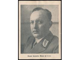 1944 / 1945: Britische  Propagandafälschung  3 Pf. Hitler (kleine Mängel) auf Propagandakarte "Dieser deutsche Mann ist frei"