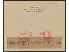 Lettische SSR:  10 S. und 20 S. mit 35 S. Wappen (Ausgabe 1940) auf  Luftpostbrief  nach Berlin, zweisprachiger Stempel CCCP 