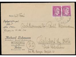 Brief aus Brilon nach Sielsdorf (Bezirk Köln), Frankatur 2 x 6 Pf. Hitler mit  Dienstsiegel Bahnpostamt 8 Köln  entwertet, ha