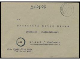 Feldpostbrief mit Stempel  Starnberg  28.4.45 an "Deutsches Rotes Kreuz, Präsidium - Auslandsdienst - in (13 b) Ettal / Oberb