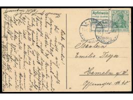 Zusammendruck 5 Pf. mit Reklamefeld  "Apfelwein / vorzügl. Qualität ..."  (R 7) auf Ansichtskarte, Stempel Haiger (Dillkr.) 1