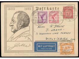 waagerechter Zusammendruck 15 Pf. + 10 Pf. Flugpost zusammen mit Südafrika-Flugpostmarke 1 Sh. als Zusatzfrankatur auf Sonder