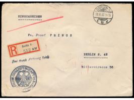 Orts-Dienst-Einschreibbrief "Frei durch Ablösung Reich" mit Stempel  Berlin W 8  26.6.33, Selbstbucher-R-Zettel "aw", vorders