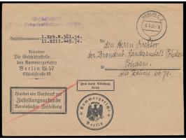 Dienstbrief "Frei durch Ablösung Reich", Kammergericht Berlin, zusätzlich Absenderstempel  "Geschäftsstelle des Erbgesundheit