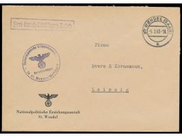 Dienstbrief &quot;Frei durch Ablösung Reich&quot; mit Stempel St. Wendel (Saar) 6.2.43, vorderseitig gedruckter Absender und 
