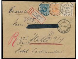 Kaunas-Ausgabe  50 sk mit Wappen 20 sk und 30 sk auf Einschreibbrief nach Deutschland, Stempel  Kaunas  4.7.19, handschriftli