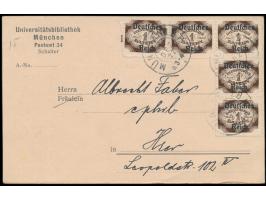 5 x Bayern-Abschiedsausgabe 1 M. auf Ortskarte mit Stempel München 1 B.P. 15.12.22,  Porto-Ersttag,  portorichtig, Bedarf
Pos