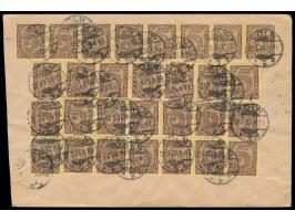 Dienstmarke 5 M. als Massenfrankatur von 36 Stück beidseitig auf Einschreibbrief mit Stempel  Cöln 9  27.3.23 nach Berlin, Di