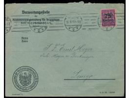 Einzelfrankatur Dienstmarke  75 Tsd M  auf Brief mit Maschinenstempel Berlin W 9   14.9.23 nach Lemgo, Absender "Verwertungss