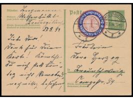 Ganzsache 5 Pf. mit  WHW-Spendenmarke 1 Pf.   als Briefmarken-Ersatz , Stempel  Wolfenbüttel  27.3.34, nach Braunschweig, nic