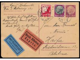 Doppel-GA 15 Pfg. Hindenburg, Frageteil Stempel Wien 27.1.39, mit Zusatzfrankatur 60 Pfg. Hindenburg und 10 Pfg. Flugpost als