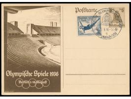 Olympia-Ganzsache 6 Pf. mit rückseitigem  Zudruck  der Roto- und Debego-Werke Königslutter  "Zur Erinnerung an die Olympische