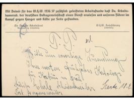 Sonderganzsache für das WHW 6 + 4 Pf., rückseitig vierzeiliger  Zudruck der W.H.W. Kreisführung Lindenberg,  Stempel Hergensw