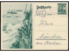 Sonderganzsache für das WHW 6 + 4 Pf., rückseitig fünfzeiliger  Zudruck "Der Kreisbeauftragte für das WHW 1937/38 Augsburg-St