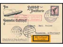 Deutschlandrundfahrt 1920,  Bordpost,  Abwurf Breslau:  Einzelfrankatur 1 M. Flugpost auf Delag-Luftschiff-Postkarte "Blick a